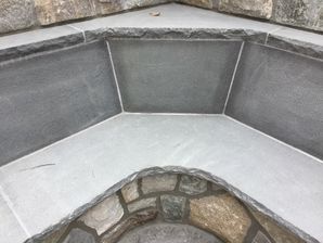 Outdoor Patio, Retaining Wall, Grill & Bench with Weathered Granite Mix & Bluestone Tops in Atlanta, GA (4)