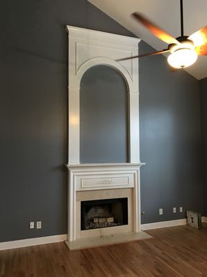 Before & After Fireplace Makeover: Mosstown Brick with Antique Buff Mortar & Distressed Beam Mantle in Hamilton Mill (1)