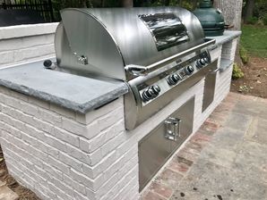 Outdoor Brick Grilling Station with Thermal Bluestone Countertop in Buckhead, Ga (2)