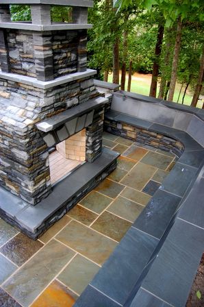 Drystacked Pennsylvania Bluestone Outdoor Fireplace in Suwanee, GA (1)